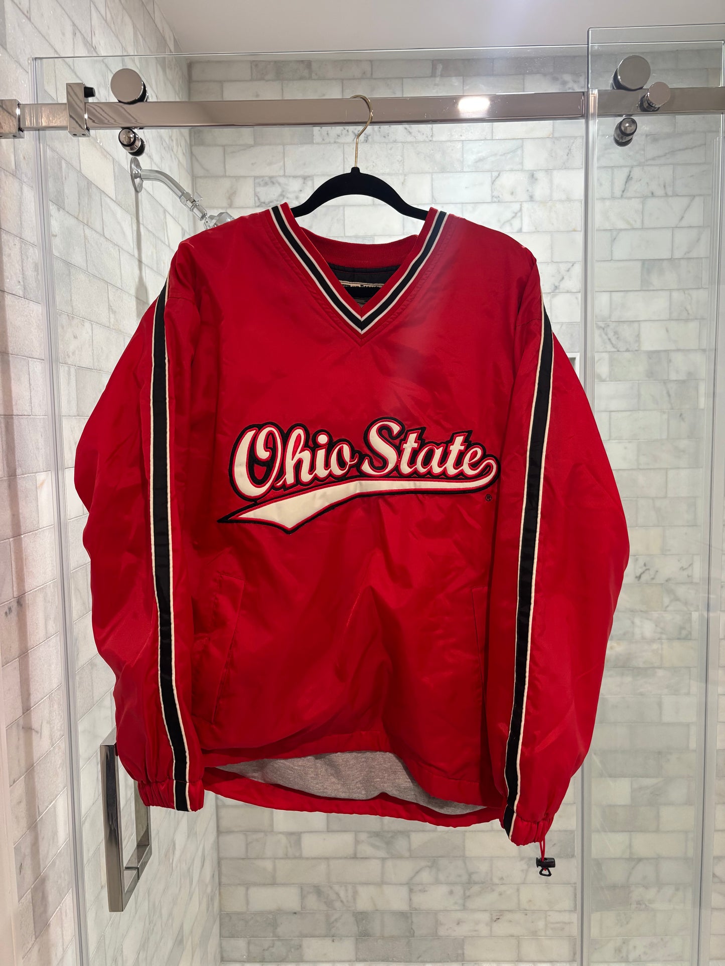 Red Script Crewneck Windbreaker