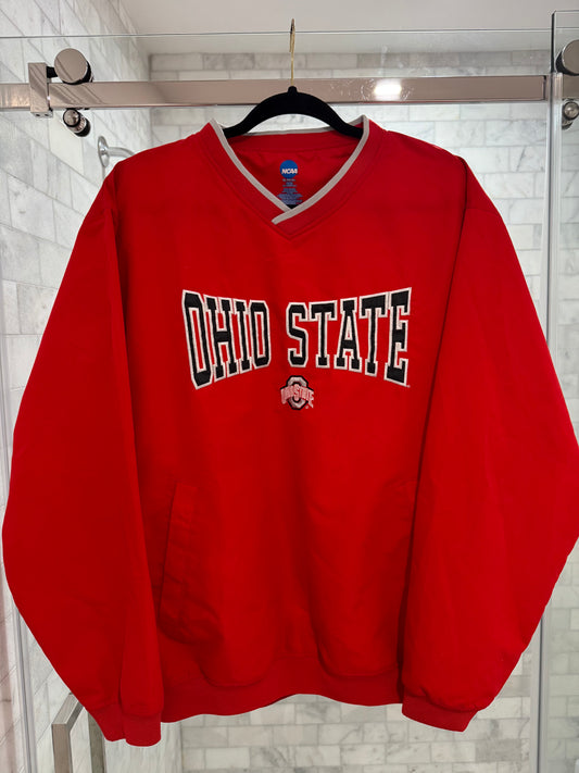 Red Spellout Windbreaker Crewneck