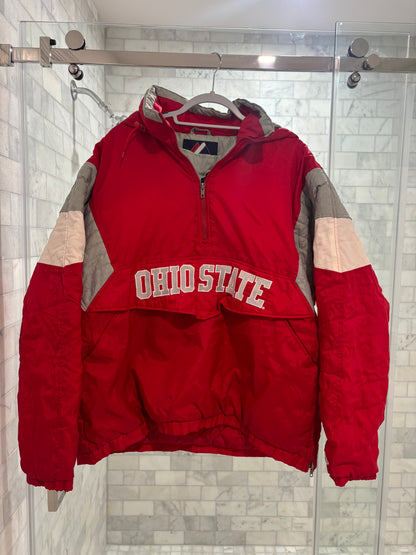 Red Puffer Quarter-Zip Jacket