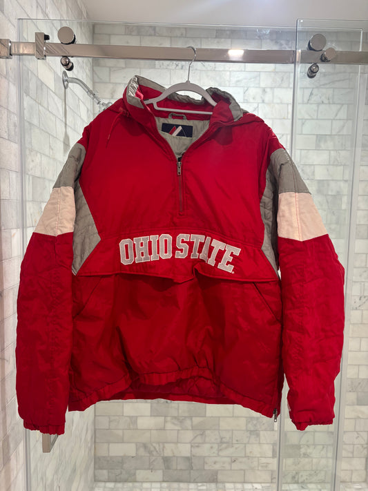 Red Puffer Quarter-Zip Jacket