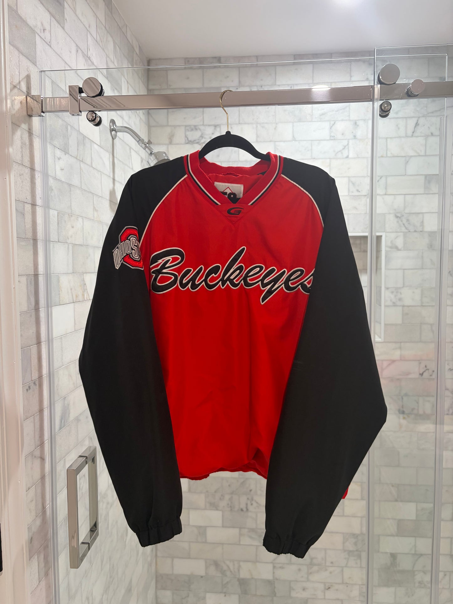 Red Script Windbreaker Crewneck