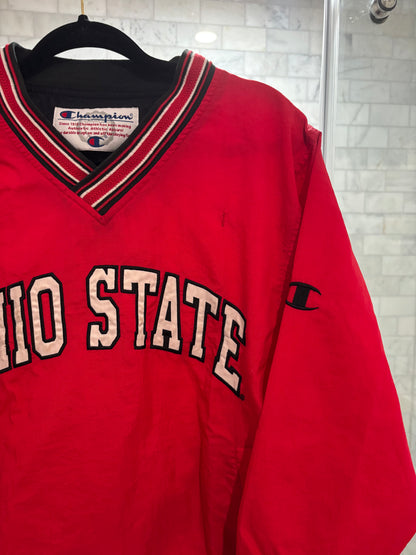 Red Spellout Crewneck Windbreaker