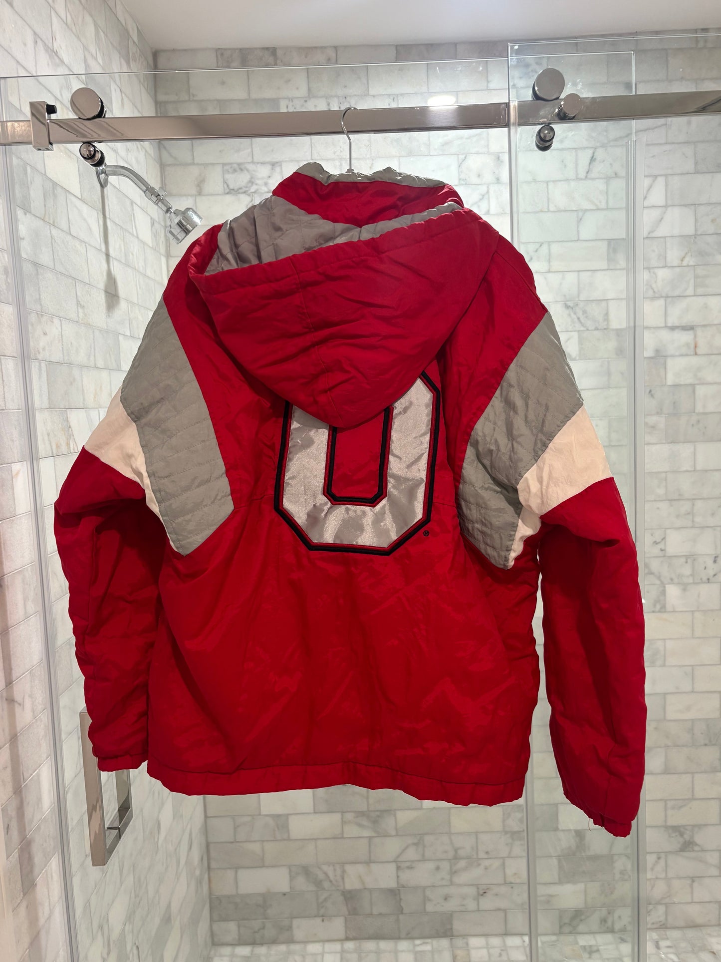Red Puffer Quarter-Zip Jacket