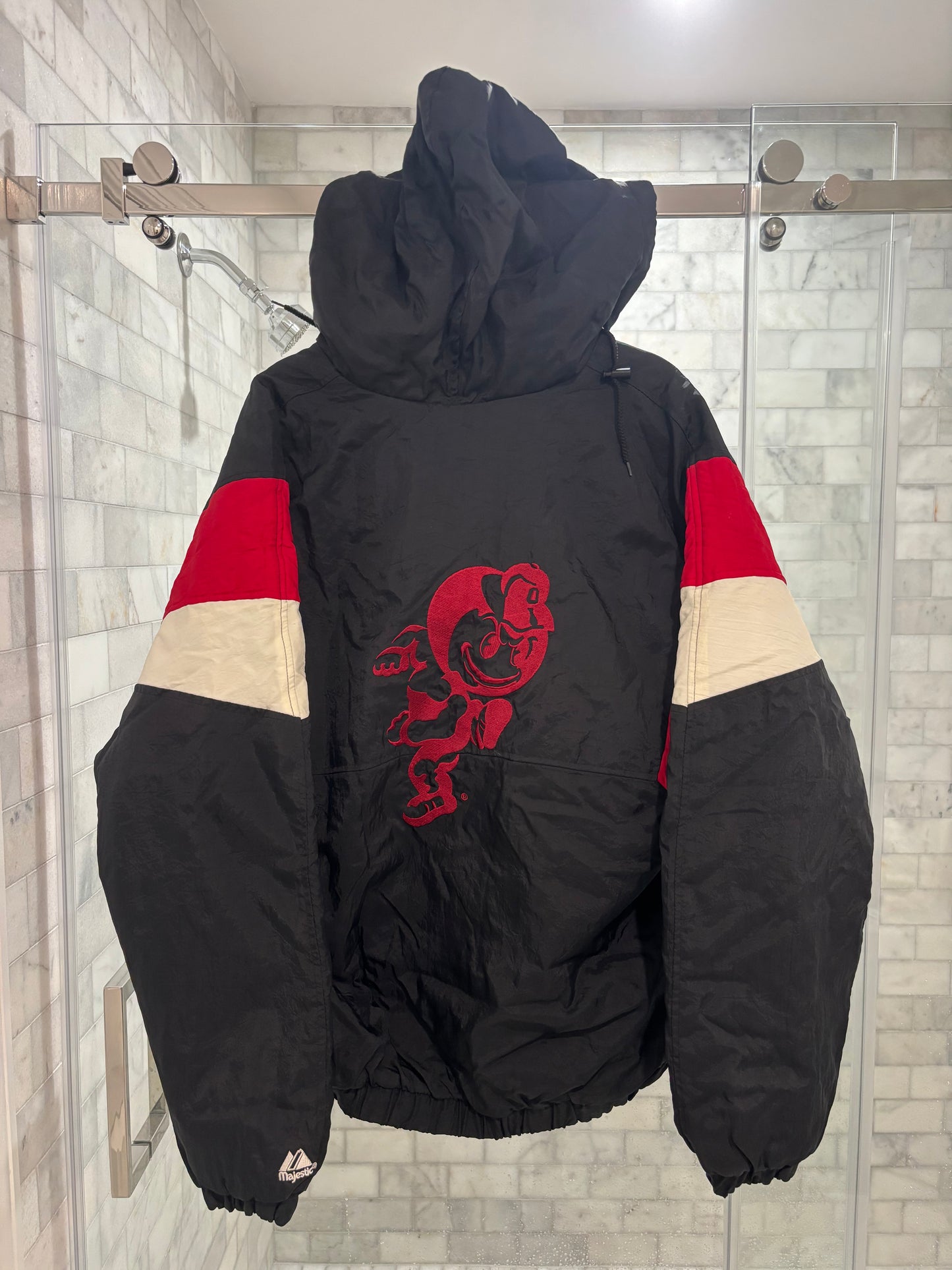 Black Puffer Quarter-zip Jacket
